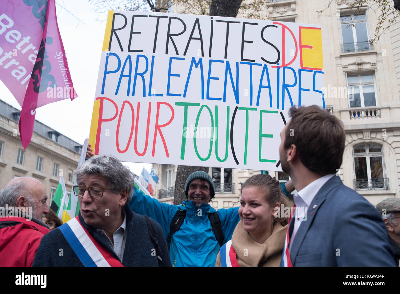 Paris: Versammlung - Kaufkraft der Rentner Stockfoto