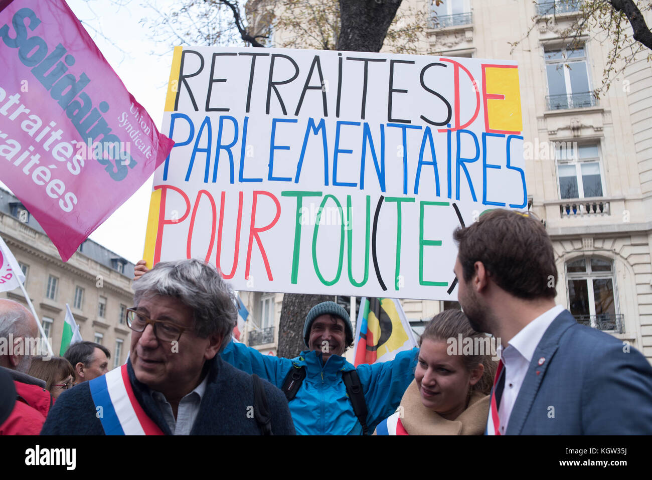 Paris: Versammlung - Kaufkraft der Rentner Stockfoto