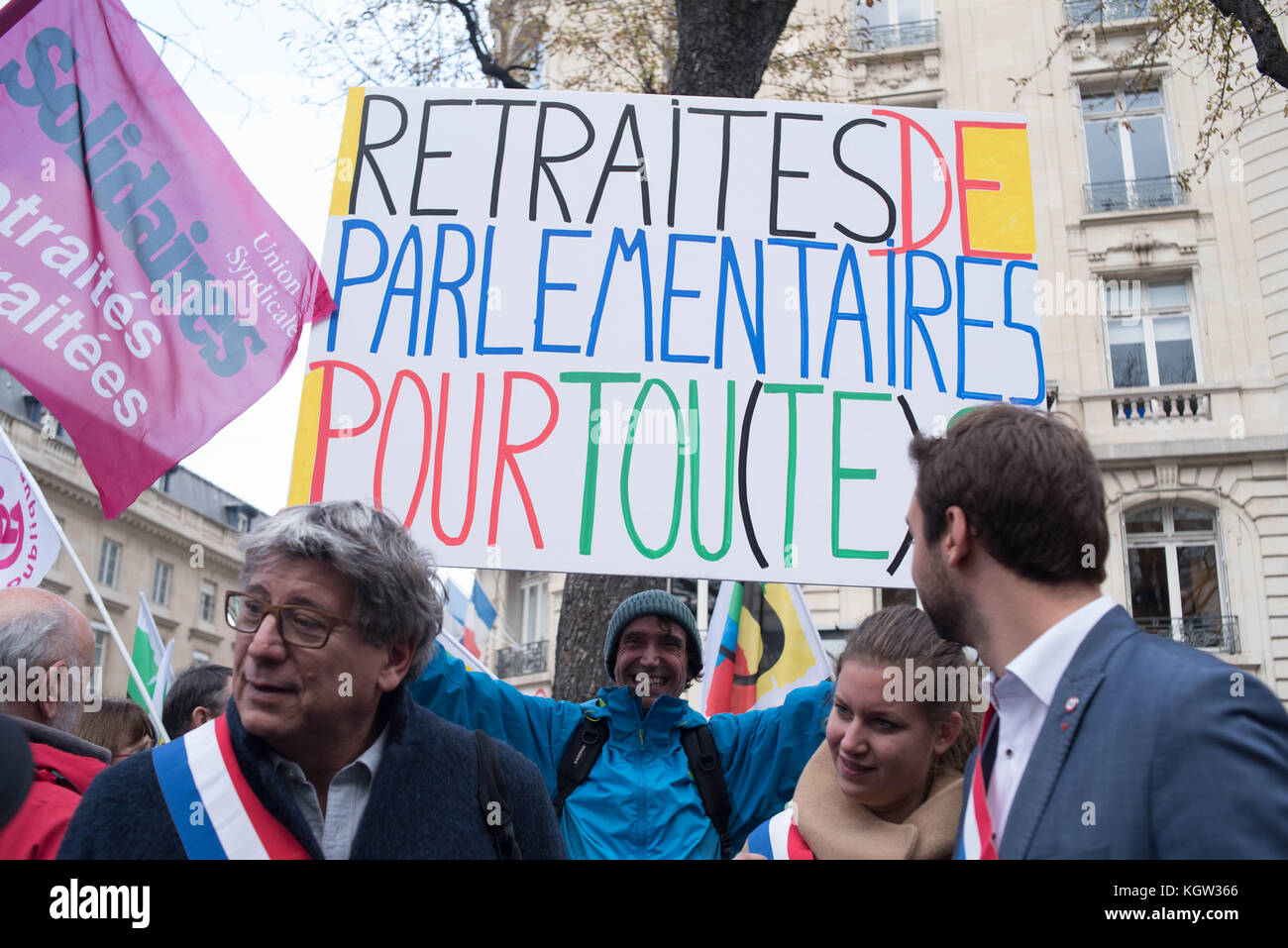 Paris: Versammlung - Kaufkraft der Rentner Stockfoto
