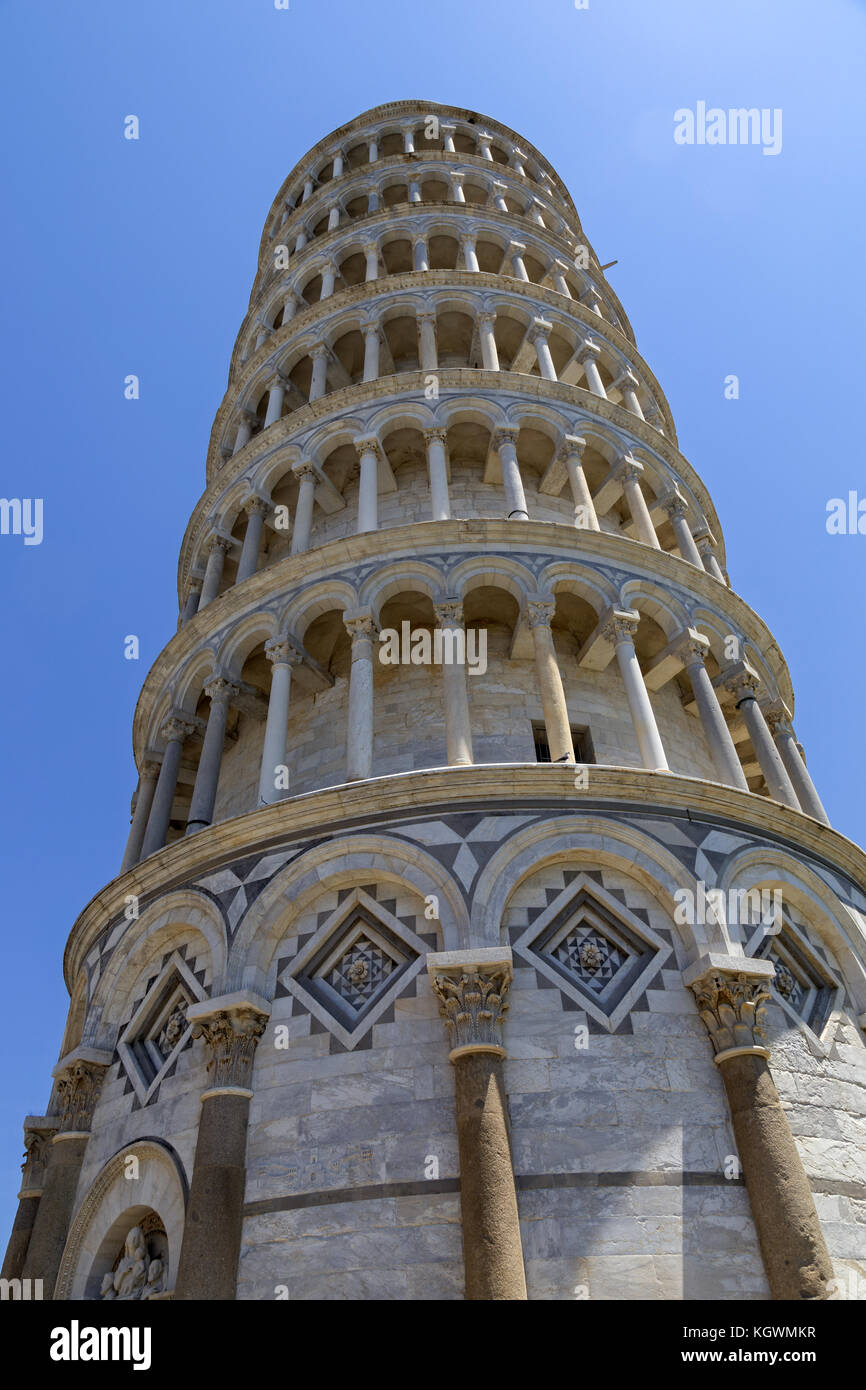 Die Pisa Tower, Campanile der Kathedrale Unserer Lieben Frau von der Annahme von Pisa, Piazza dei Miracoli, Italien Stockfoto