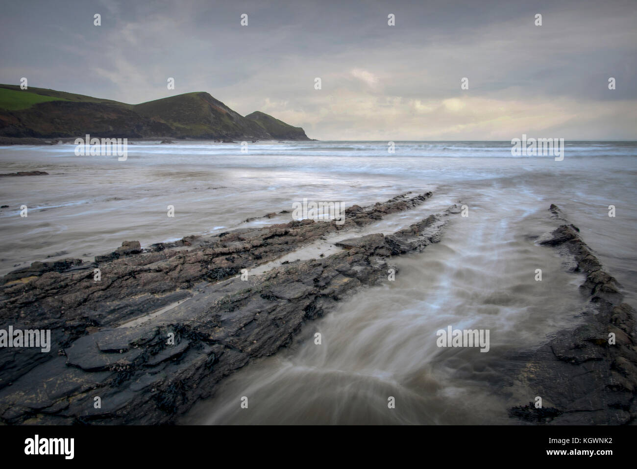 Die zerklüftete Küstenlinie von Crackington Haven an der Westküste von Cornwall. Stockfoto