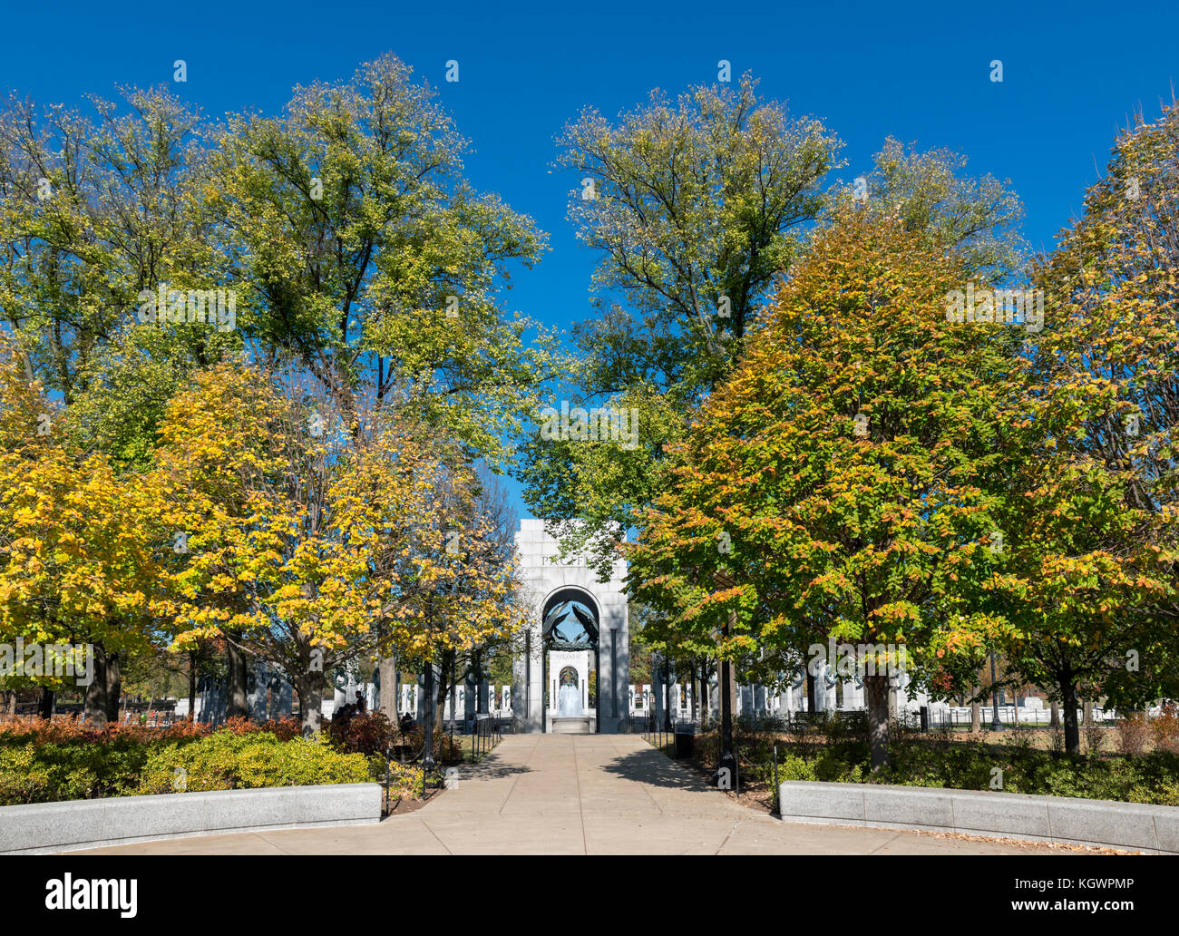 Die National World War II Memorial von Homefront Drive SW, Washington DC, USA Stockfoto