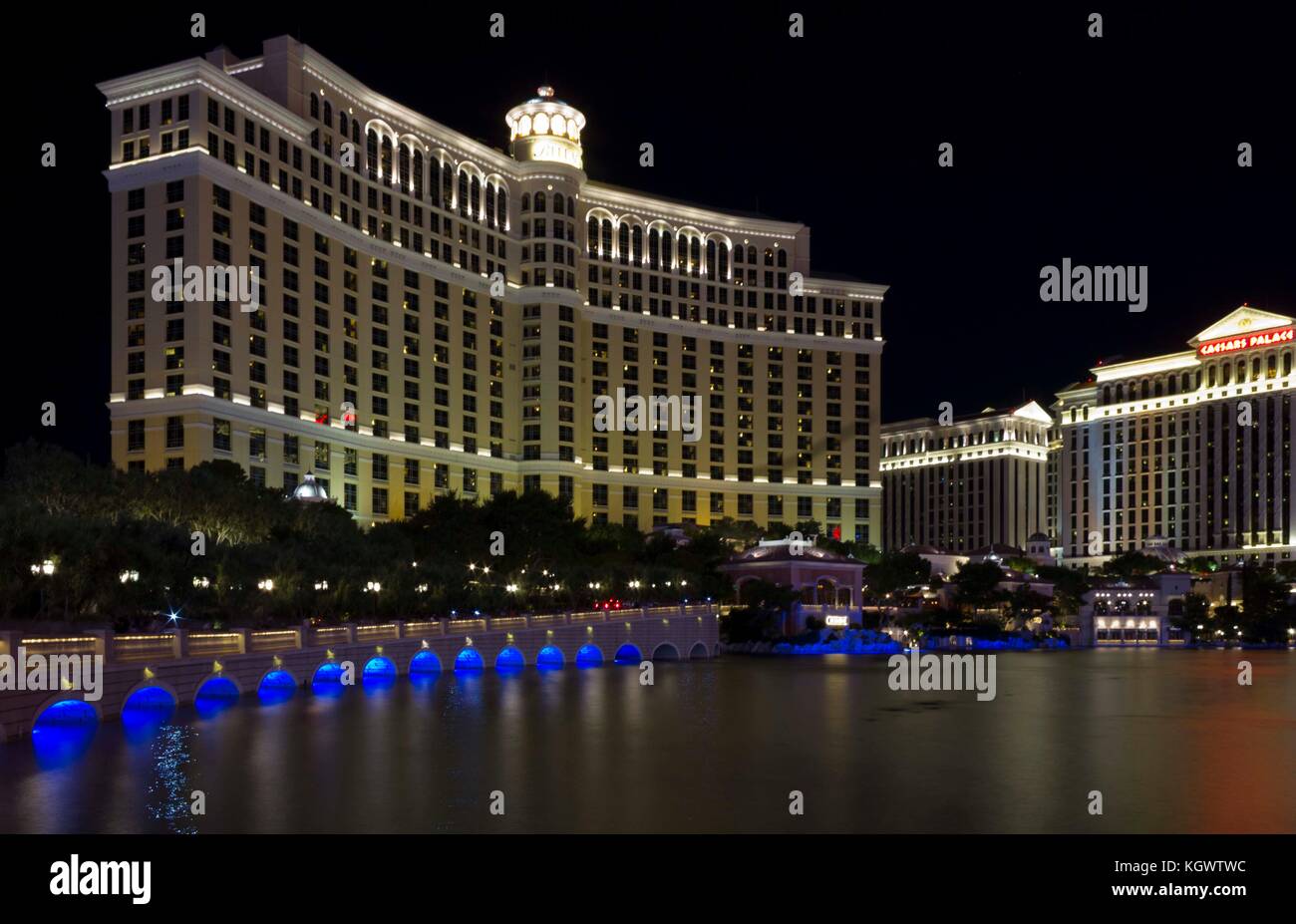 LAS VEGAS, USA - 5. August: Nachtansicht der berühmten Bellagio Hotel in Las Vegas, Caesars Palace, am 5. August 2012 Stockfoto
