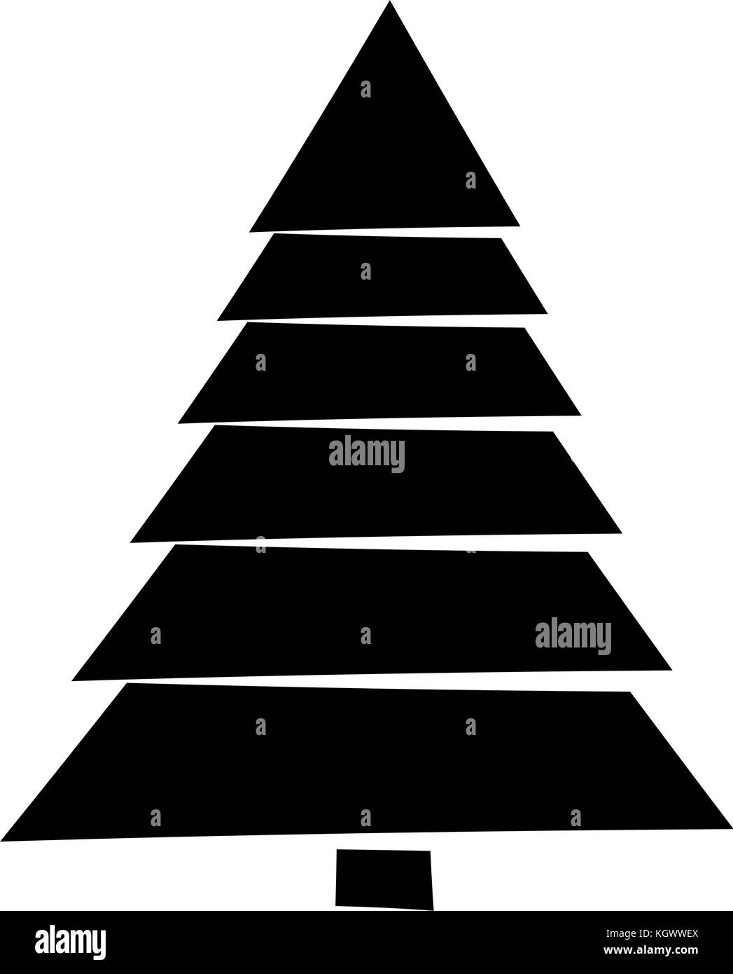 Weihnachtsbaum Silhouette auf weißem Hintergrund Stock Vektor