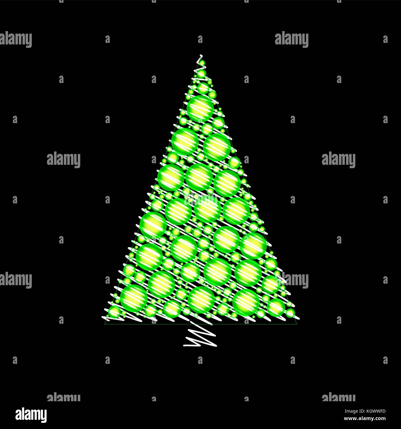 Weihnachtsbaum scribble vectordesign auf schwarzem Hintergrund Stock Vektor
