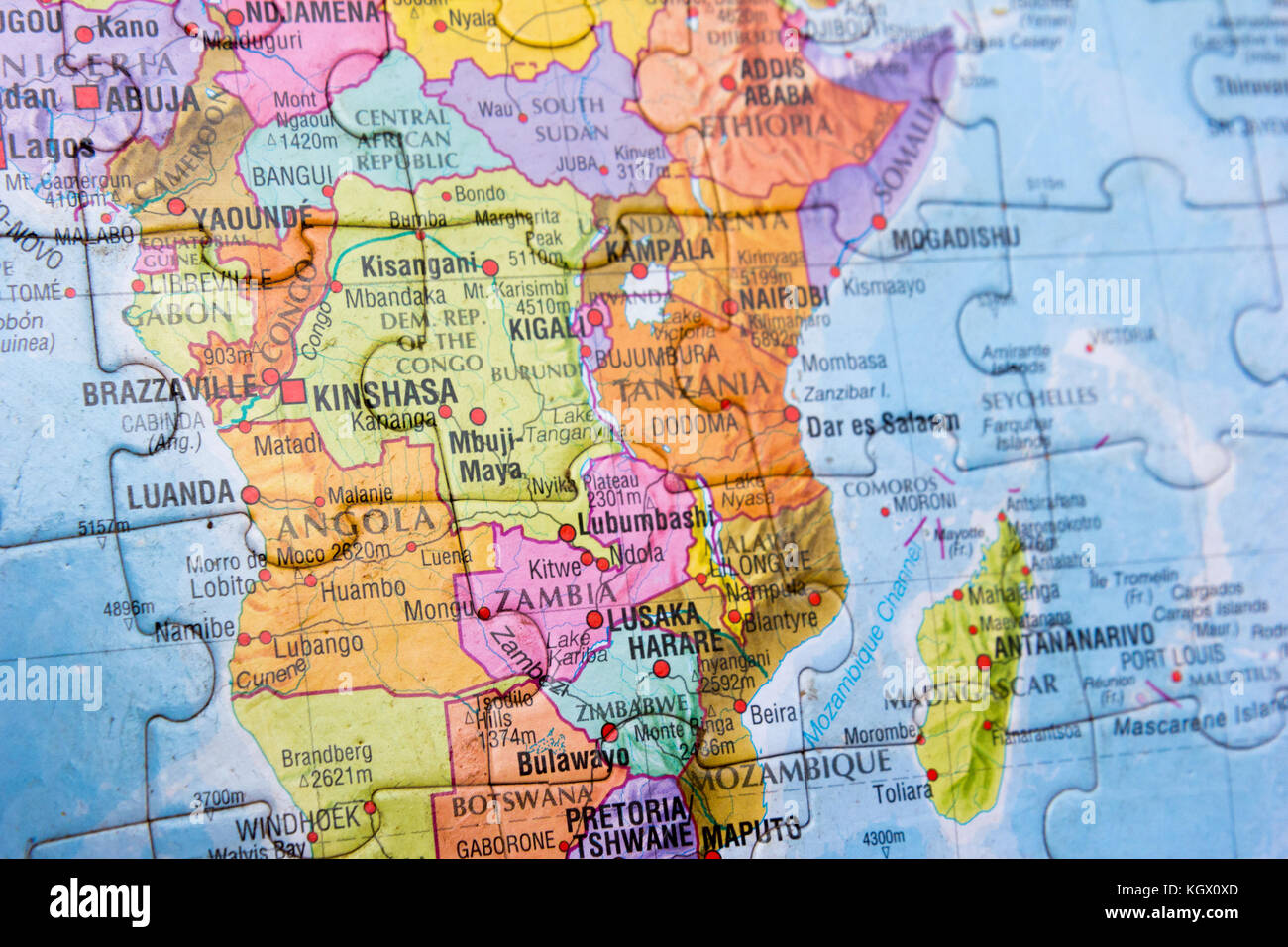 Welt Karte puzzle Stockfoto