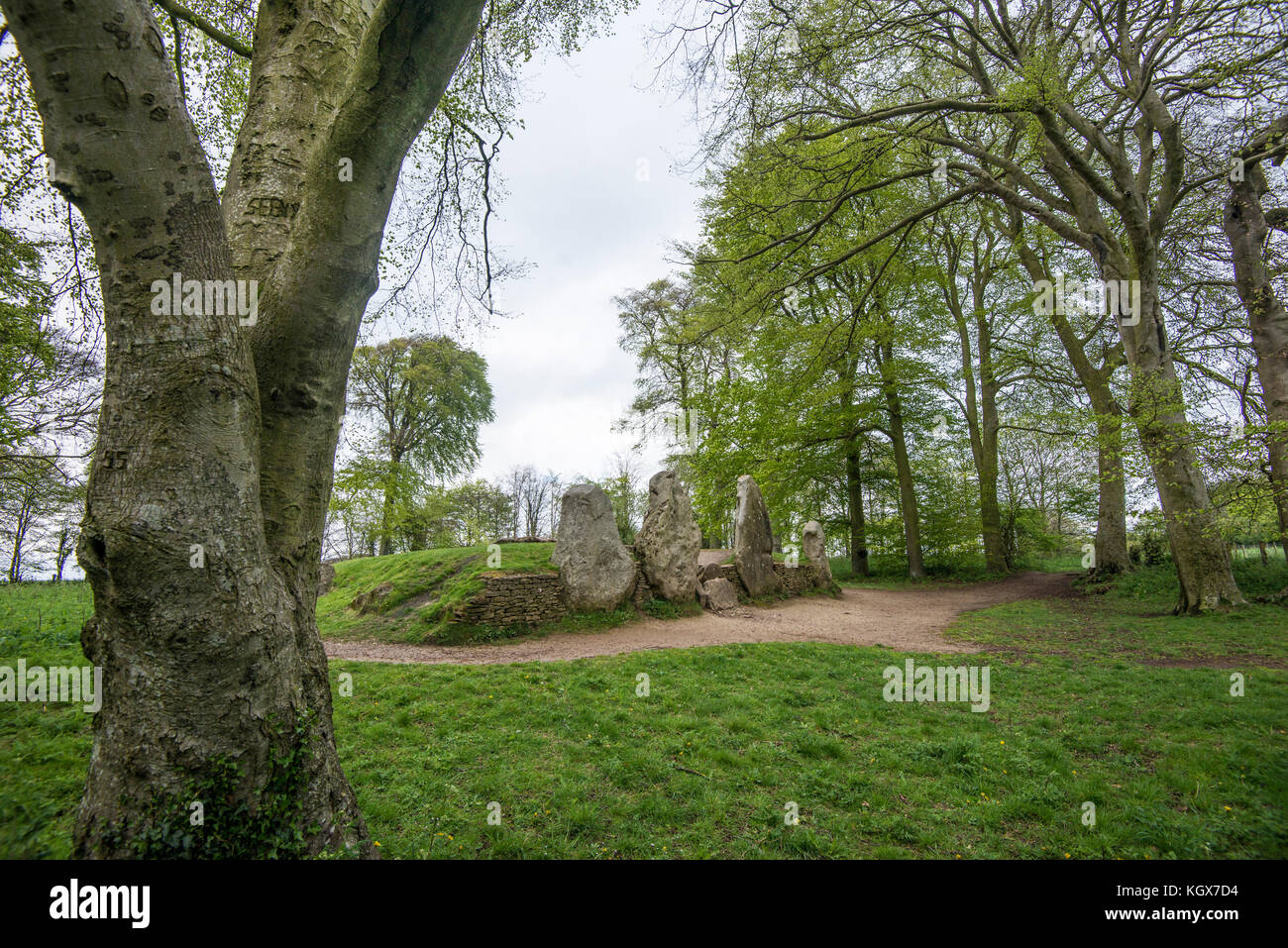 Wayland's Smithy nahe White Horse Hill, Ridgeway, Uffington Stockfoto