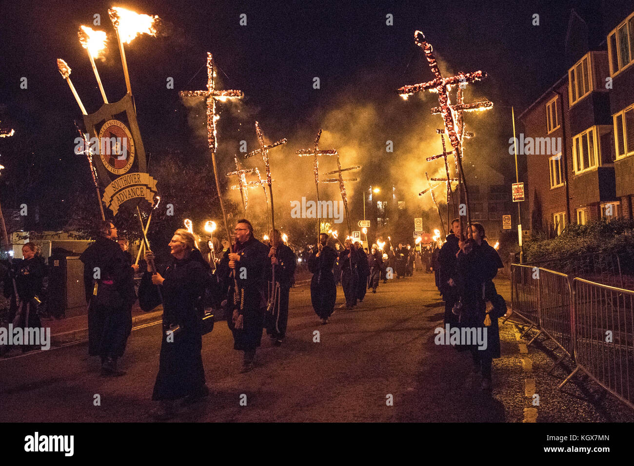 Bonfire Night in Lewes 2017 Stockfoto