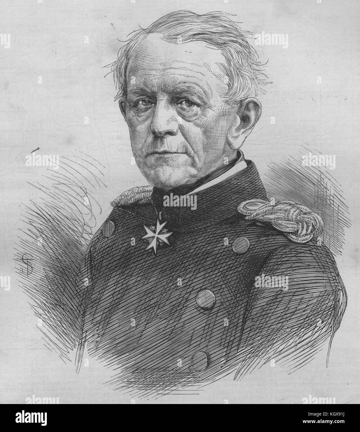 Baron von Moltke, Chef des Preußischen Personal. Deutschland 1870. Die Illustrated London News Stockfoto