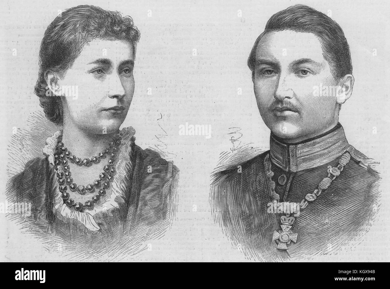 Prinzessin Victoria von Schleswig-Holstein Prinz Friedrich Wilhelm von Preußen 1881. Die Illustrated London News Stockfoto