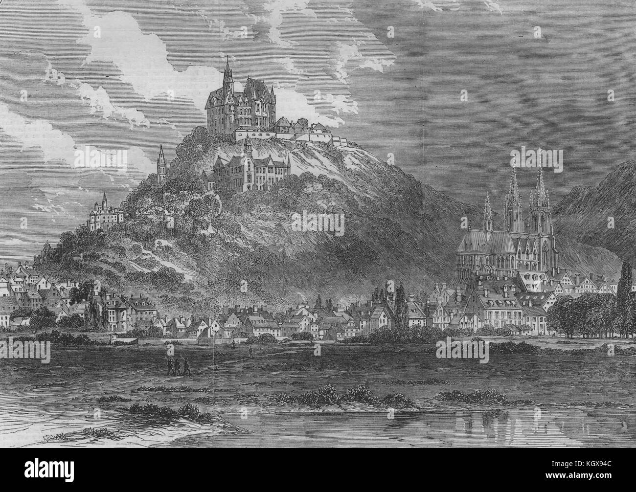 Der Krieg. Marburg, Hessen-kassel, von preußischen Truppen besetzt. Hessen 1866. Die Illustrated London News Stockfoto