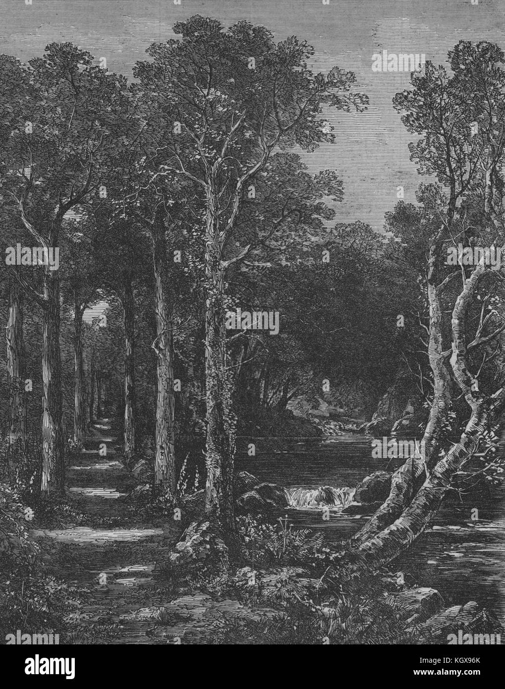 Paris Internationale Ausstellung Kunstwerke - "Durch den Wald" 1867. Die Illustrated London News Stockfoto