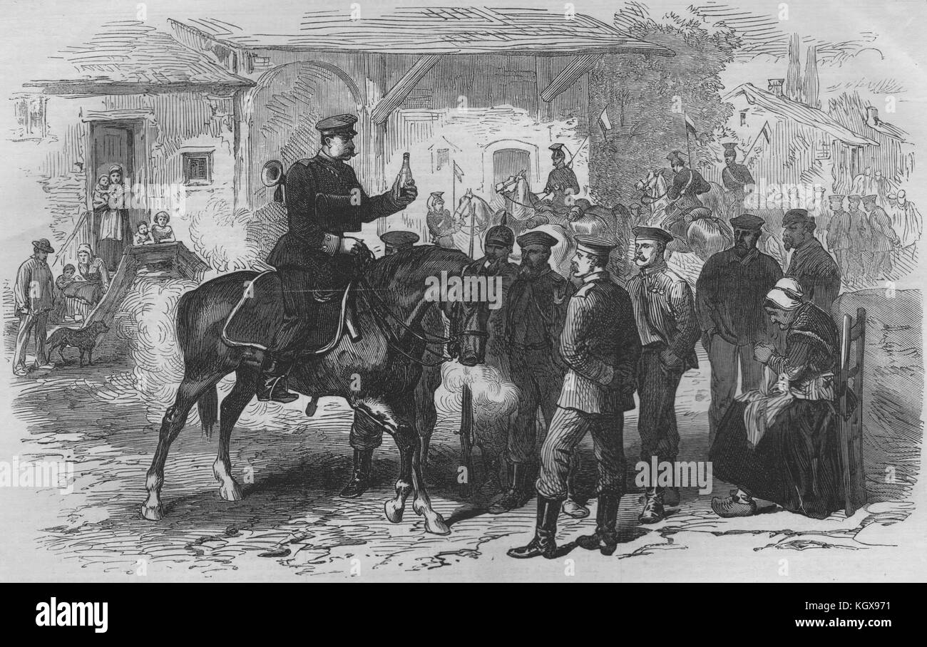 Der Krieg ein Feld Briefträger der preußischen Armee. Deutschland 1870. Die Illustrated London News Stockfoto