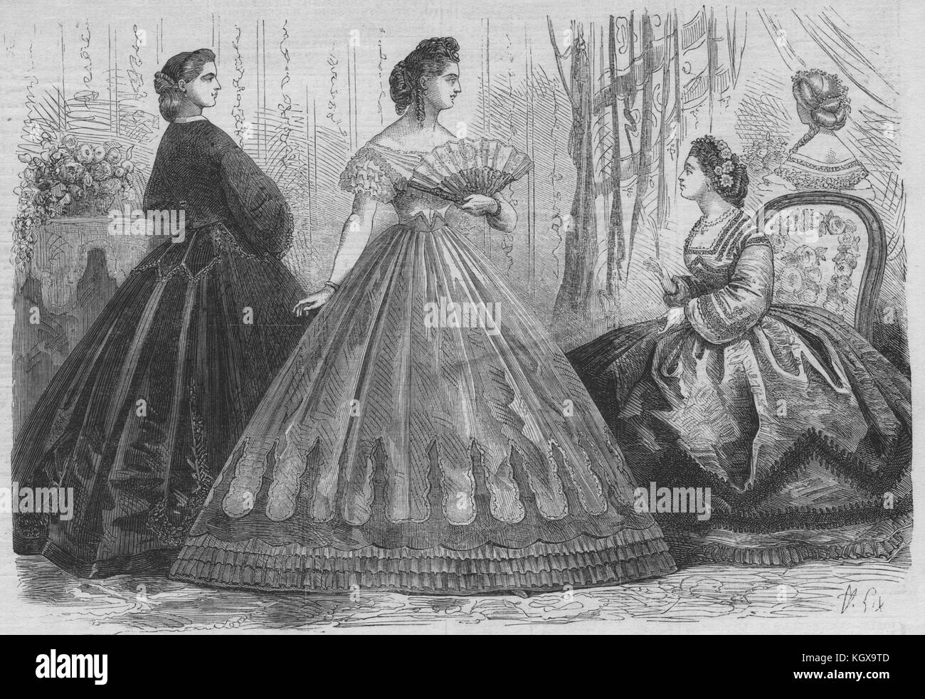 Paris Mode für Februar 1863. Die Illustrated London News Stockfoto