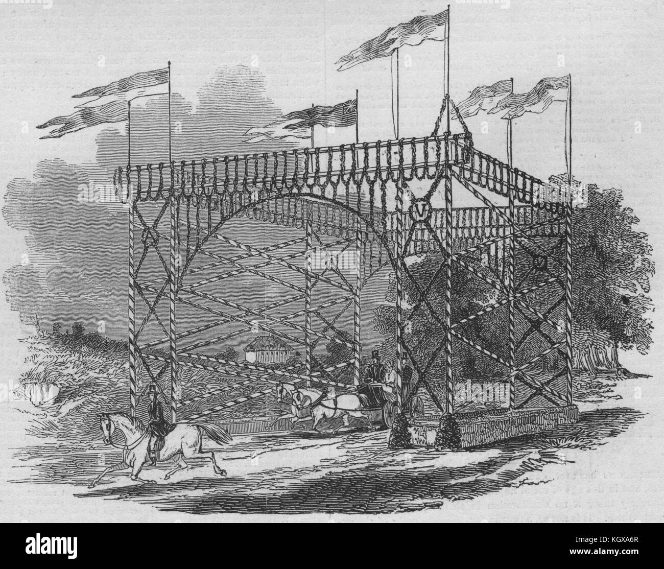 Triumphbogen errichtet, das die Bahn in Gotha. Thüringen 1845. Die Illustrated London News Stockfoto