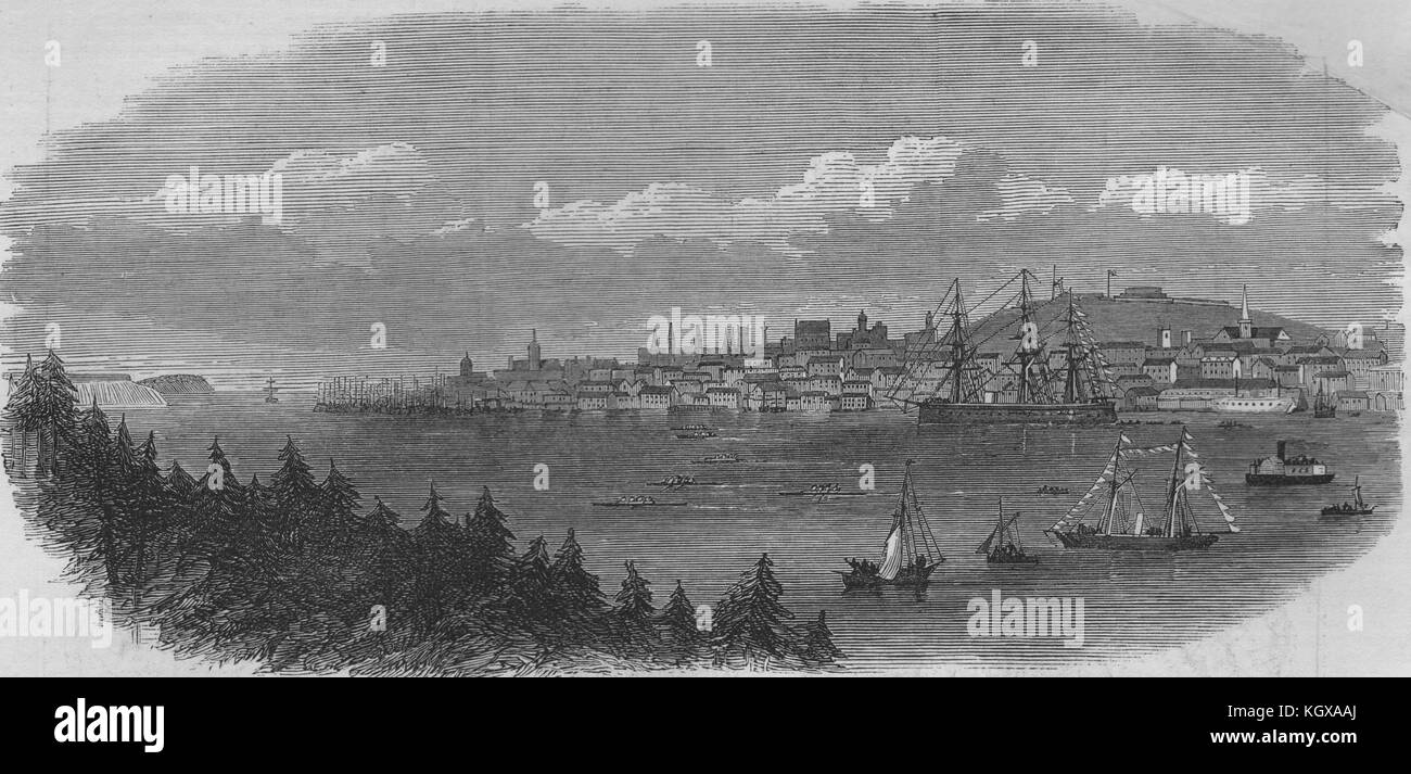 Die vier - oared Rennen der McNab Island View von Dartmouth. Nova Scotia 1871. Die Illustrated London News Stockfoto