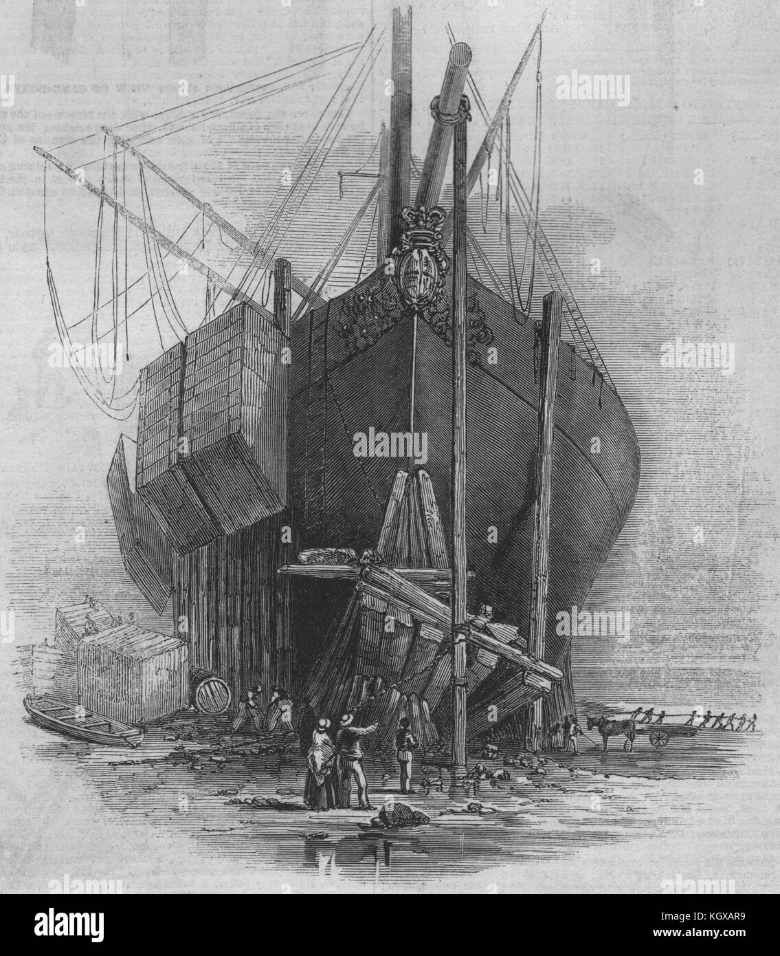 Die SS Great Britain Steam-Ship. Der Bogen der SS Great Britain 1847. Die Illustrated London News Stockfoto