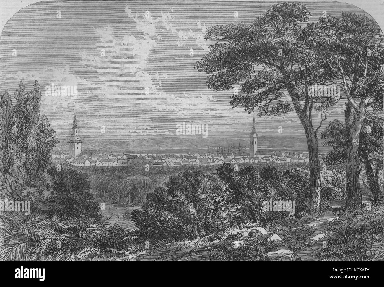 Krieg in Dänemark Ansicht von Aalborg, Jütland, die von der preußischen Armee 1864 belegt. Die Illustrated London News Stockfoto