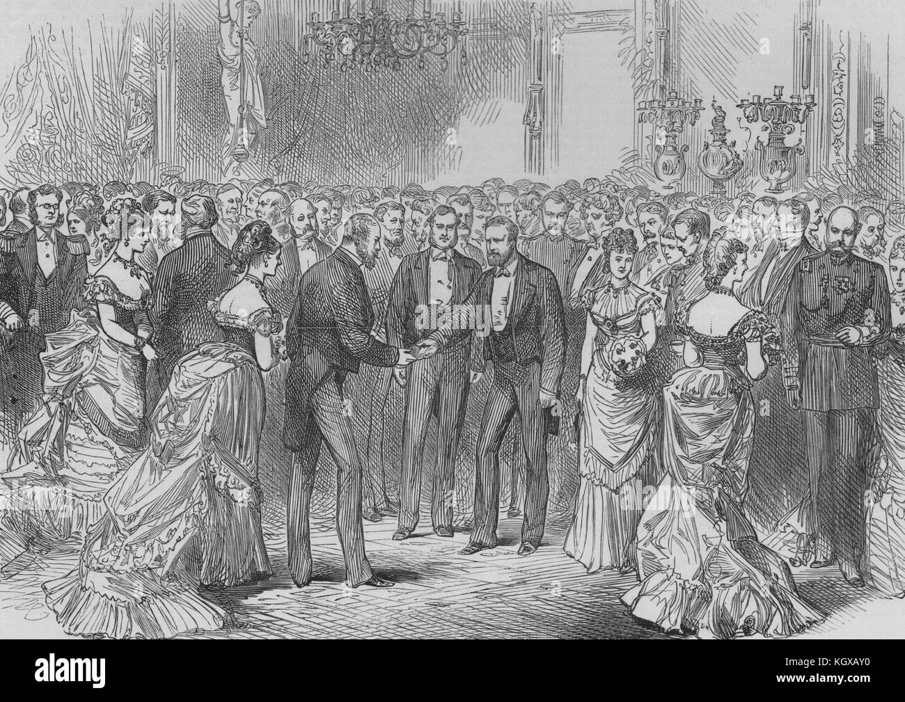 Amerikanische Centennial Exhibition. Präsident Grant Herr Childs. Philadelphia 1876. Die Illustrated London News Stockfoto