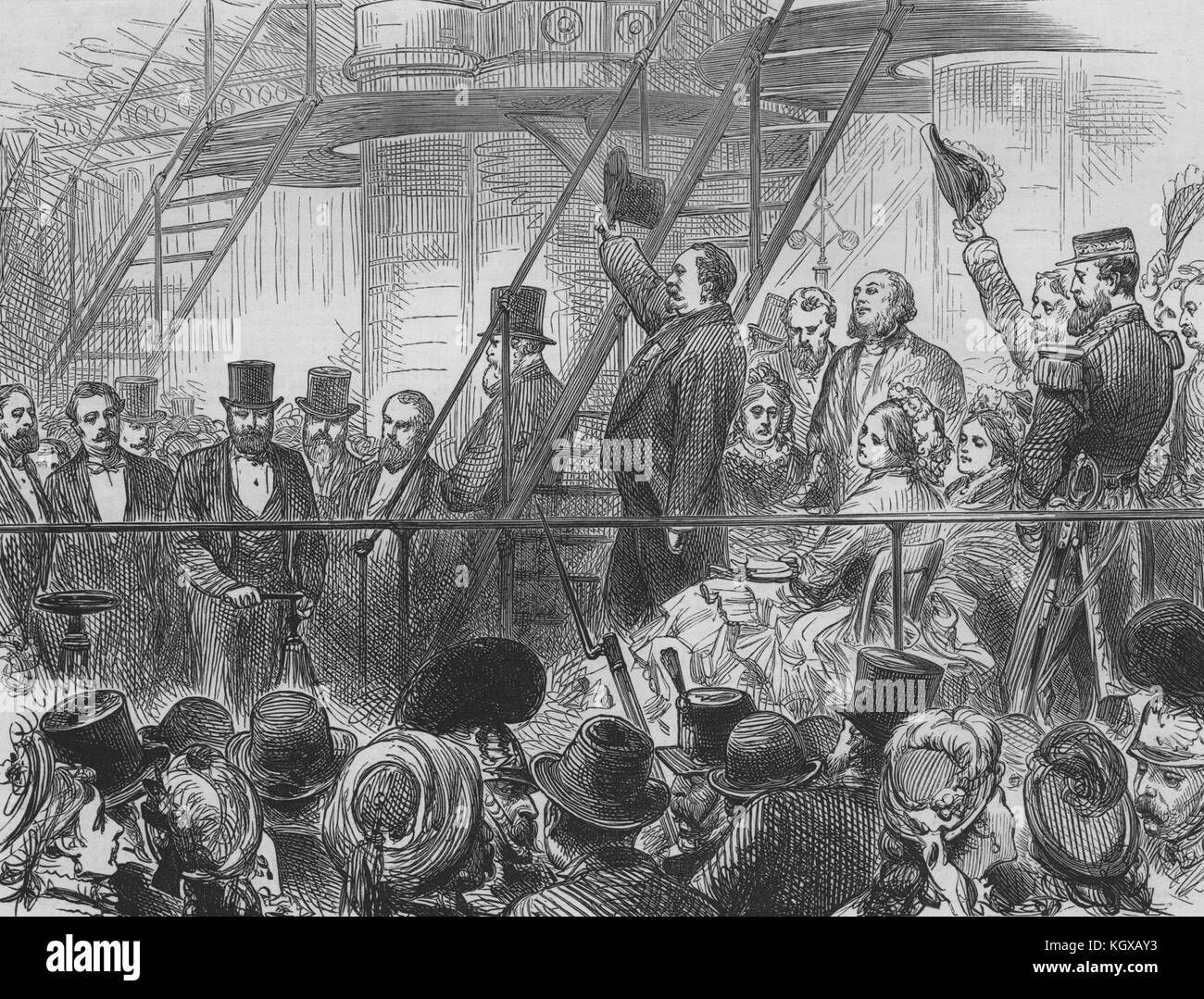 Amerikanische Centennial Exhibition. Präsident Grant. Maschinen. Philadelphia 1876. Die Illustrated London News Stockfoto
