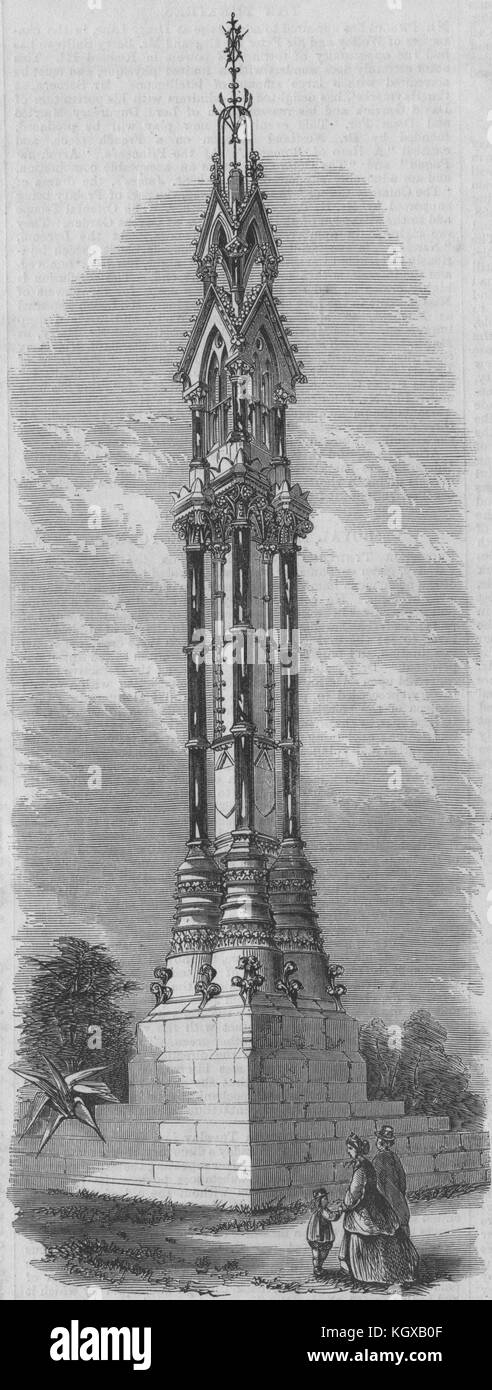 Denkmal von Sir Joseph Paxton bei Coventry. Warwickshire 1868. Die Illustrated London News Stockfoto