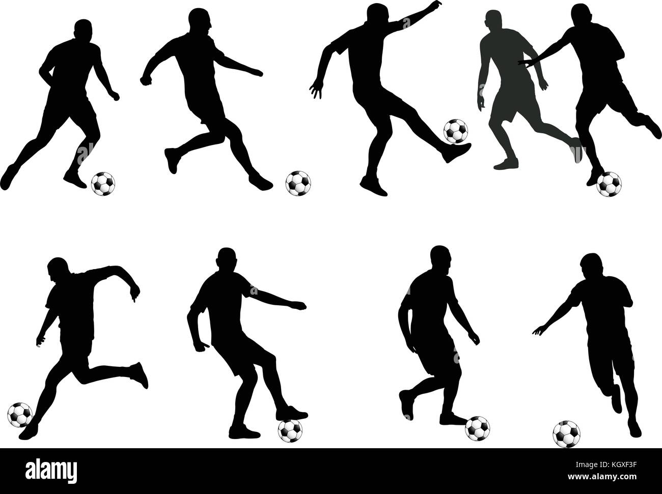 Fußball-Spieler detaillierte Silhouetten-Vektor Stock Vektor