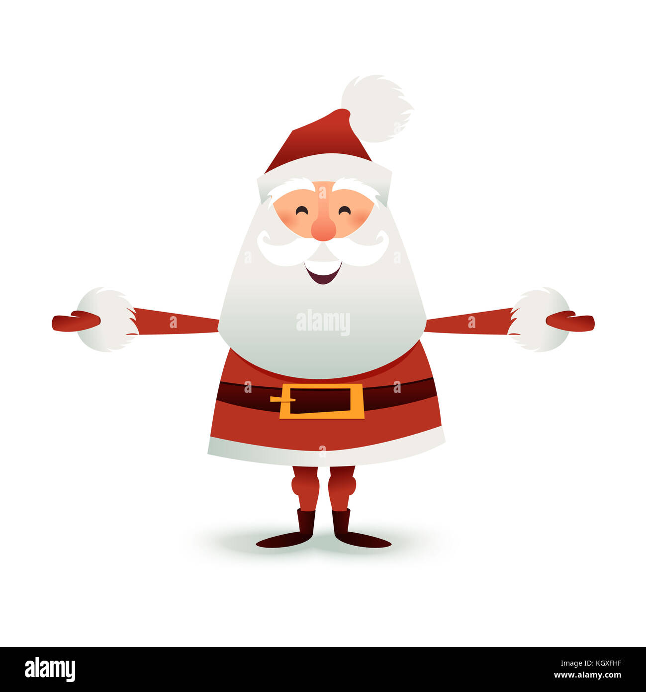 Flache Abbildung des Weihnachtsmanns. Frohe Weihnachten Vater Cartoon-Figur. Niedlicher Weihnachtsmann für das Weihnachtsdesign. Grußkarte für das neue Jahr zur Einladung, herzlichen Glückwunsch. Stockfoto