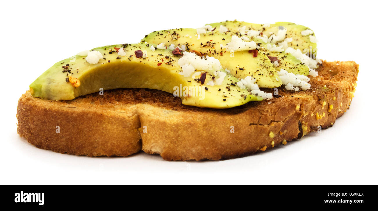 Isolierte avocado Toast auf einem weißen Hintergrund. Stockfoto