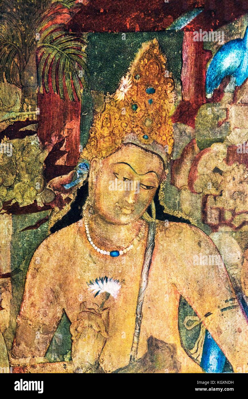 Gemälde Ajanta Höhlen, Mumbai, Maharashtra, Indien, Asien Stockfoto