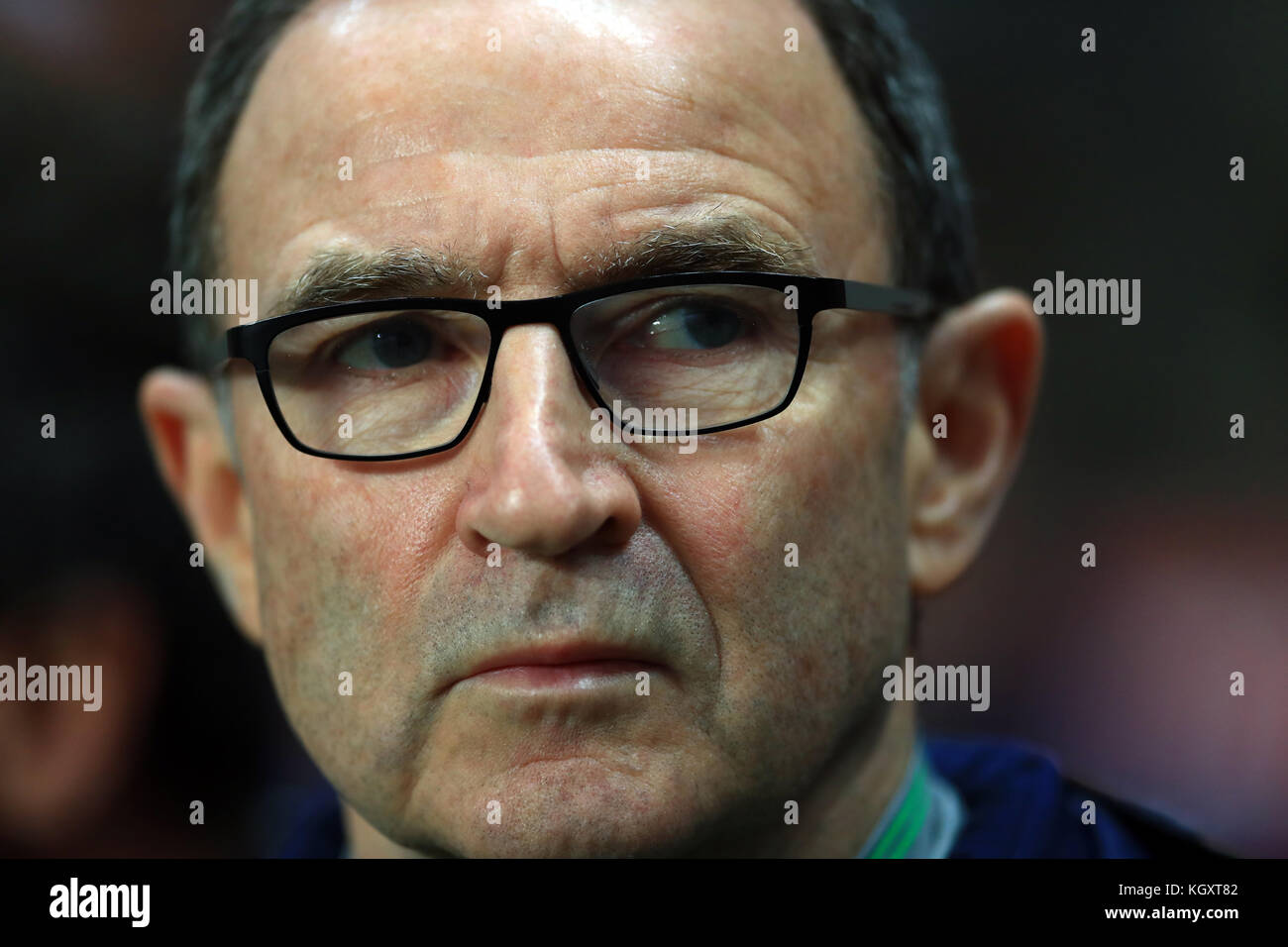 Martin O'Neill, der Manager der Republik Irland, während des ersten Qualifikationsspiels der FIFA-Weltmeisterschaft im Parkenstadion in Kopenhagen. Stockfoto