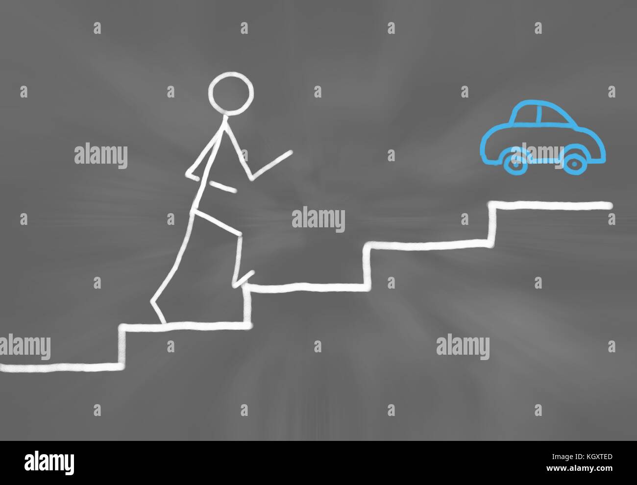 Strichmännchen voran Schritt für Schritt Stockfoto