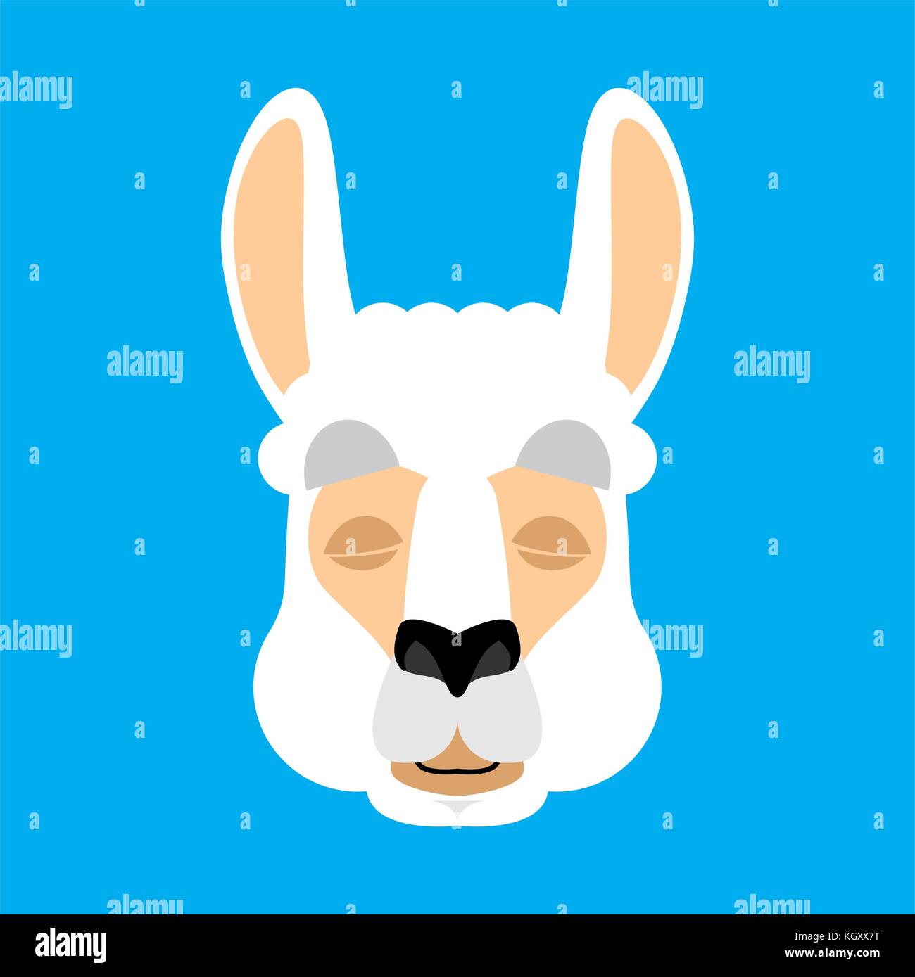 Lama Alpaka schlafende Gesicht Avatar. Tierische schlafend Emoji. Vector Illustration Stock Vektor