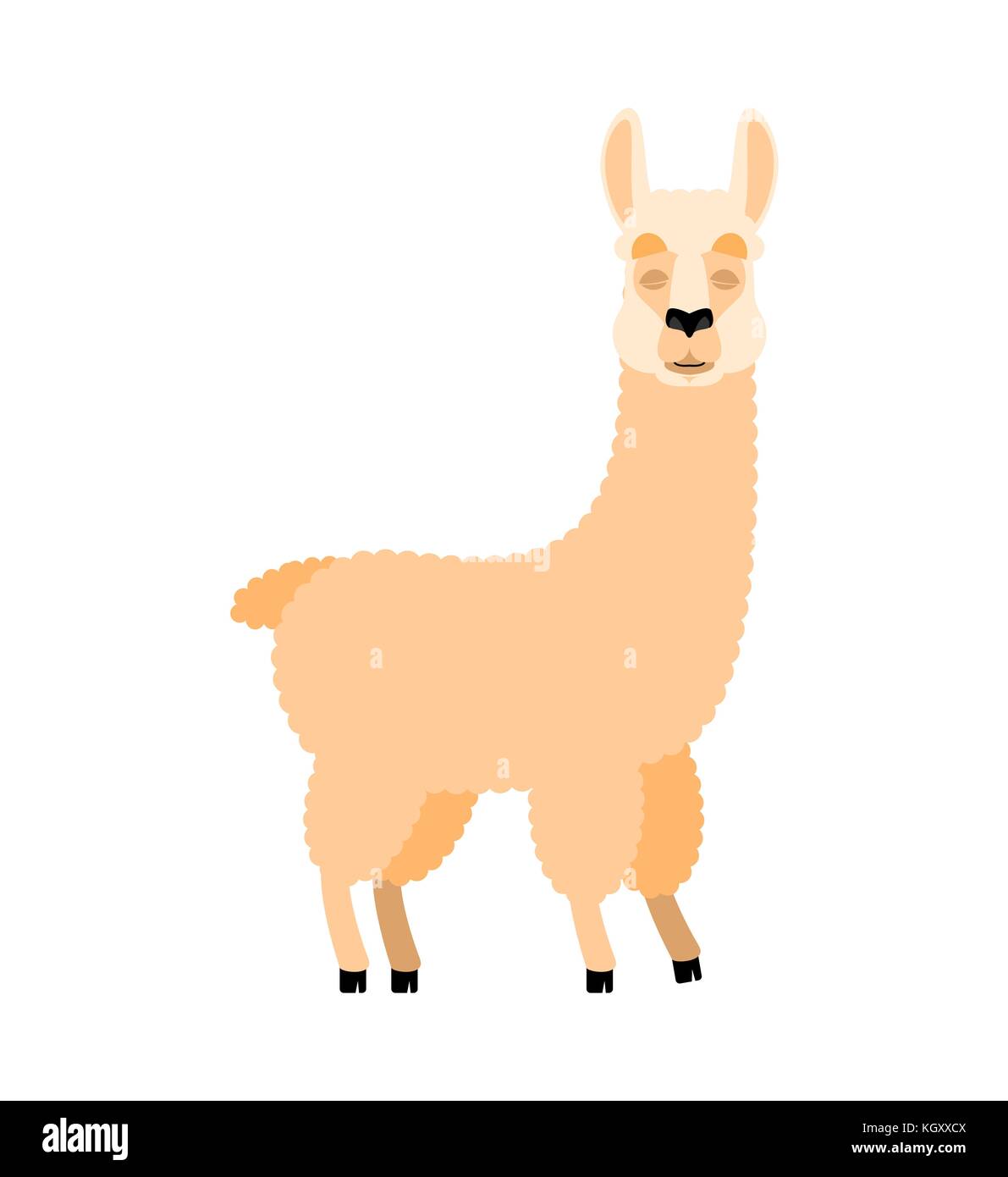 Lama Alpaka schlafen. Tier eingeschlafen Emoji. Vector Illustration Stock Vektor