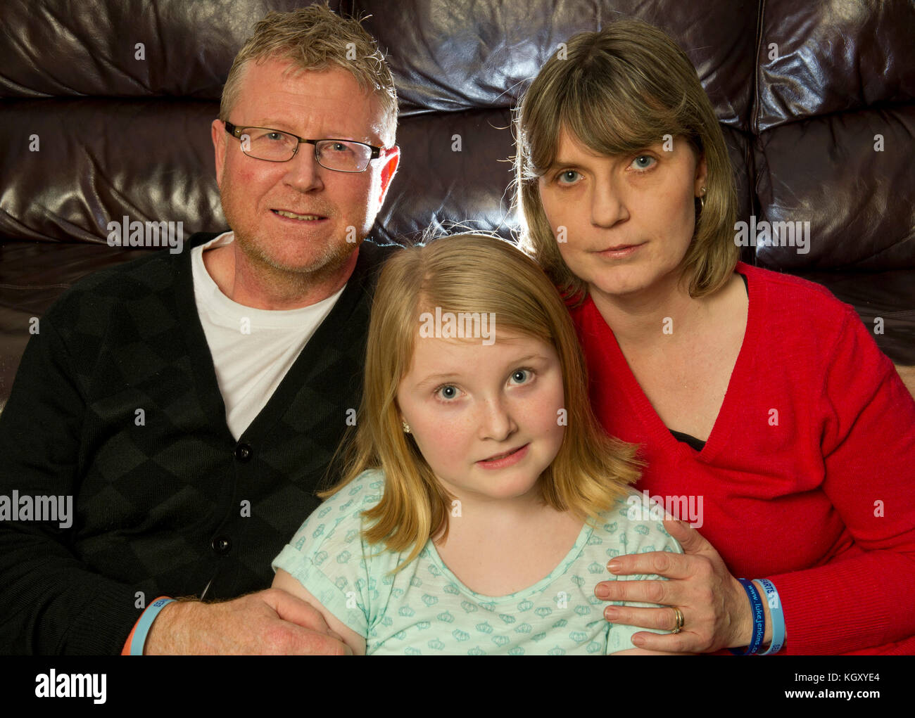 Yolanda & Steve Turner mit Kindern Emily, Lukas (blaues t) und Joe (weiß t). Der turner Sohn Sean (im Foto) enthalten. Stockfoto