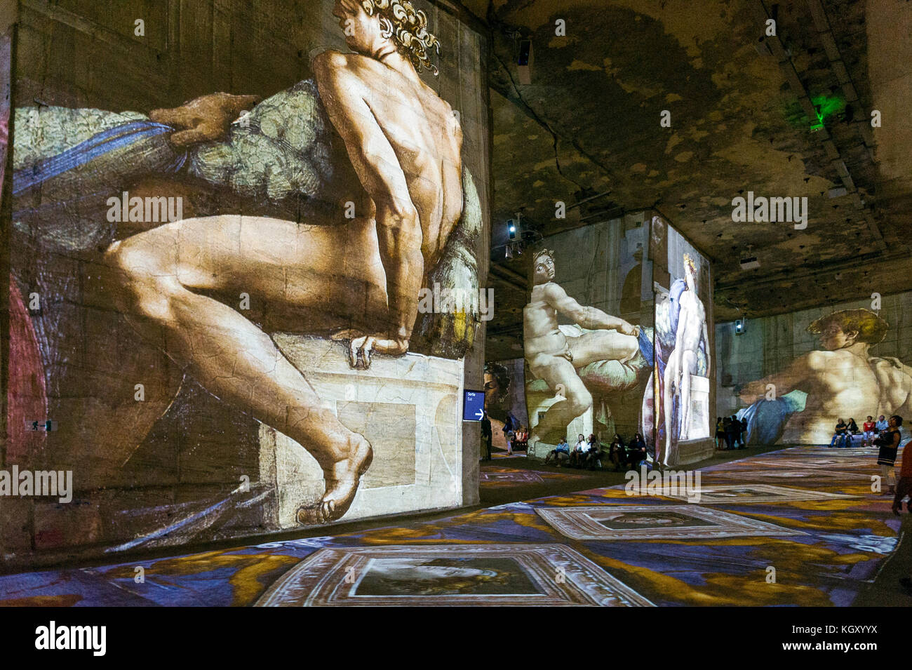 BOUCHES DU RHONE (13) PROVENCE, LES BAUX-DE-PROVENCE, LICHT STEINBRUCH. MICHEL ANGE, Leonard de Vinci, Raphael Stockfoto