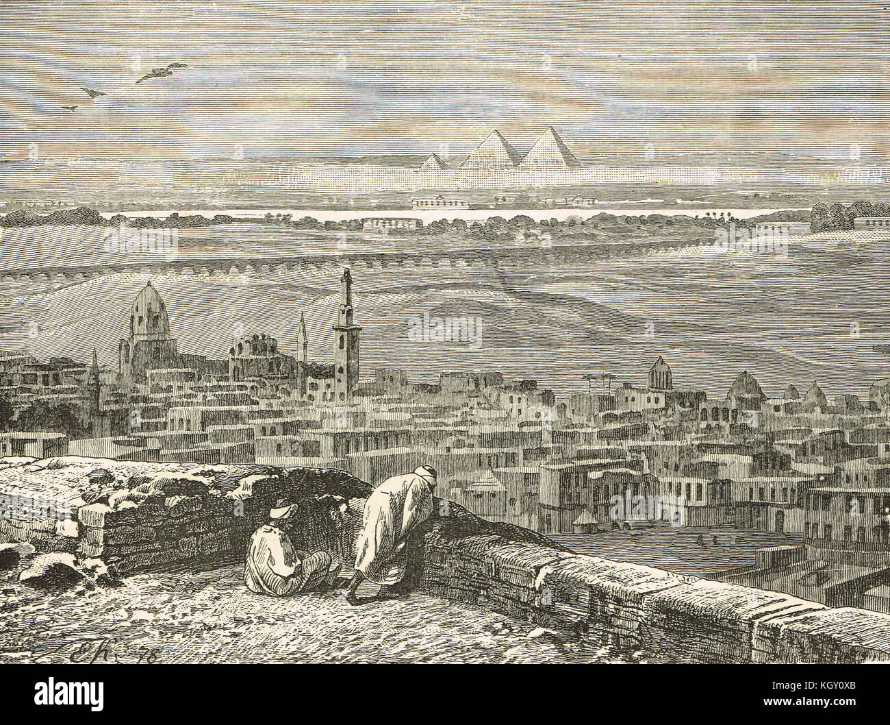 Blick von der Zitadelle Kairo, Ägypten im 19. Jahrhundert Stockfoto