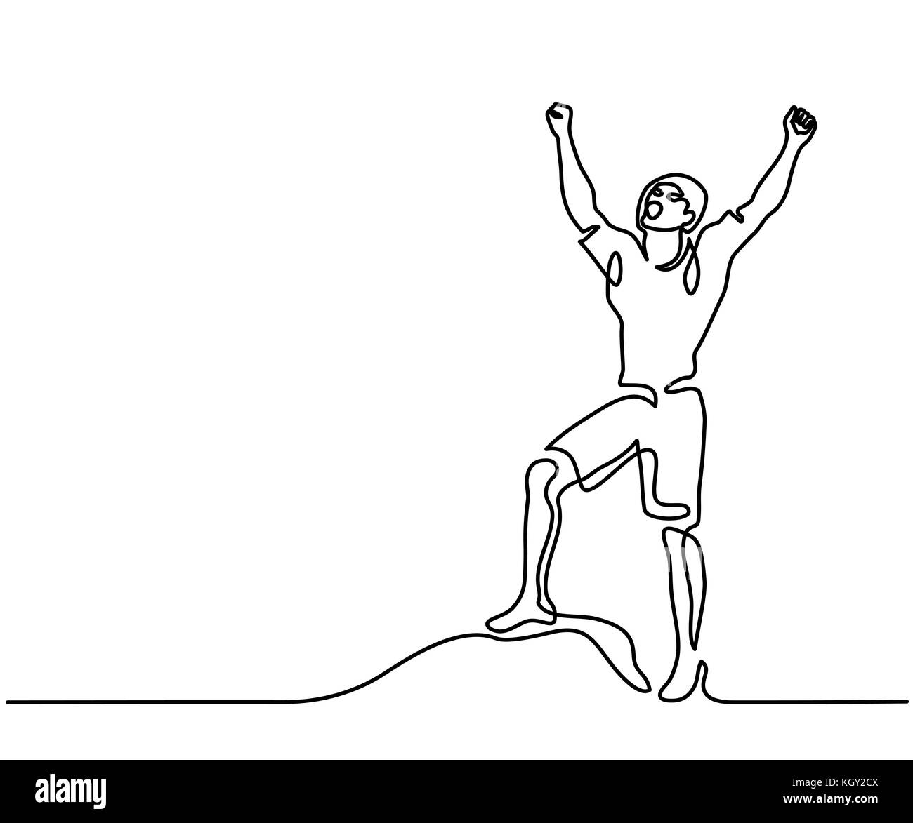 Durchgehende Linie zeichnen. Mann in den Himmel zu schreien. Vector Illustration Stock Vektor