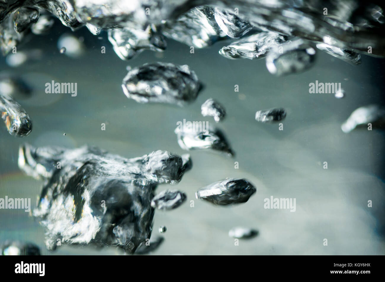 Nahaufnahme der kochendes Wasser in einem Glas Wasserkocher Stockfoto