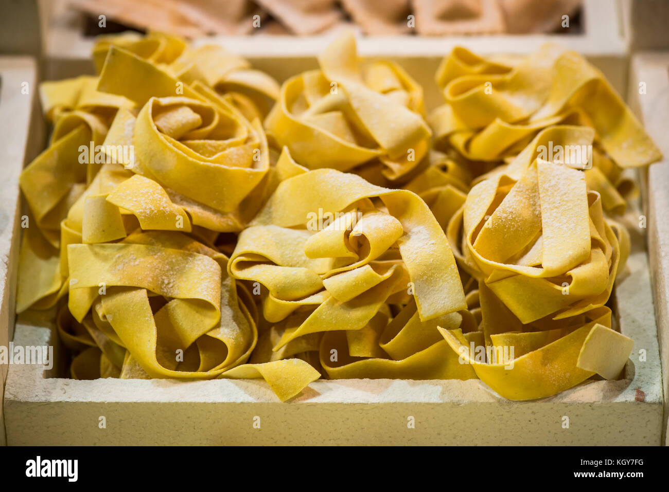 Italienische gefroren Bandnudeln vorbereiteten Zutaten Stockfoto