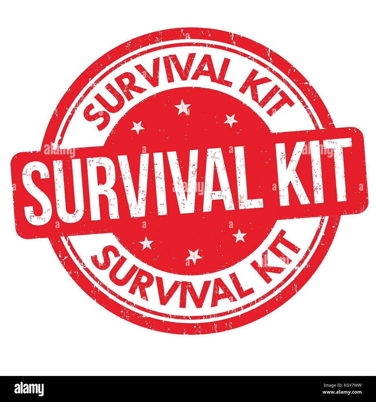 Survival Kit grunge Stempelabdruck auf weißem Hintergrund, Vector Illustration Stock Vektor