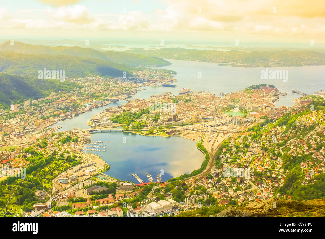 Bergen Luftaufnahme Norwegen Stockfoto