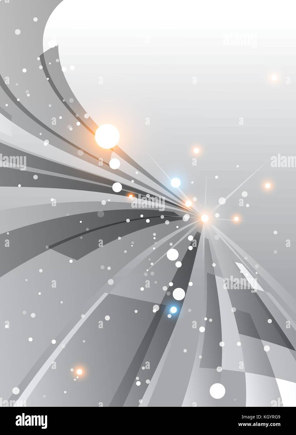 Abstrakte grauer Hintergrund, Bewegung von geschwungenen Linien zum Ziel Stock Vektor