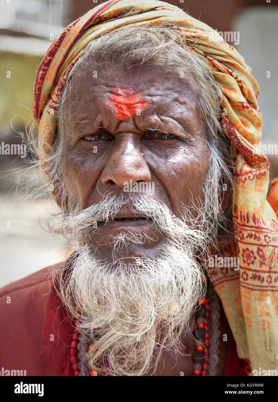 Alter Mann, Varanasi, Indien Stockfoto