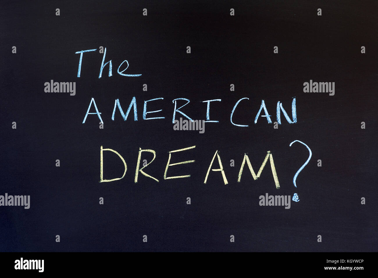 Phrase der Amerikanischen auf einem dunklen Hintergrund Traum. Stockfoto