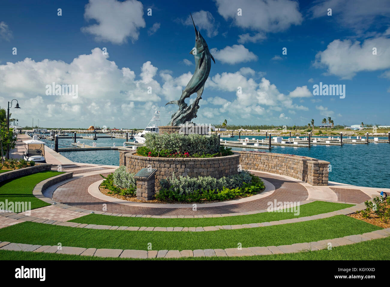 Chub Cay Blue, Denkmal von Kent Ullberg Stockfoto