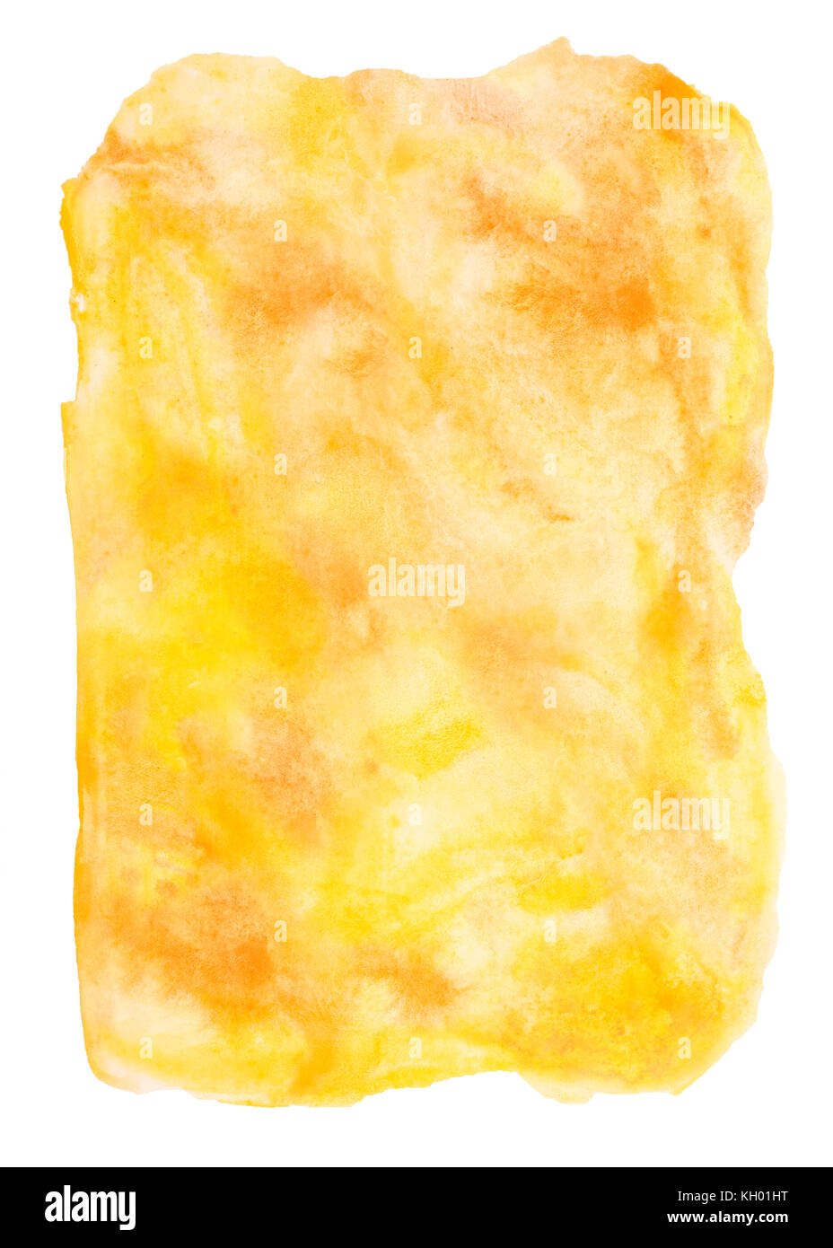 Farbe, gelb-orange splash Aquarell hand auf weißem Hintergrund gemalt isoliert, Künstlerische Dekoration oder Hintergrund Stockfoto