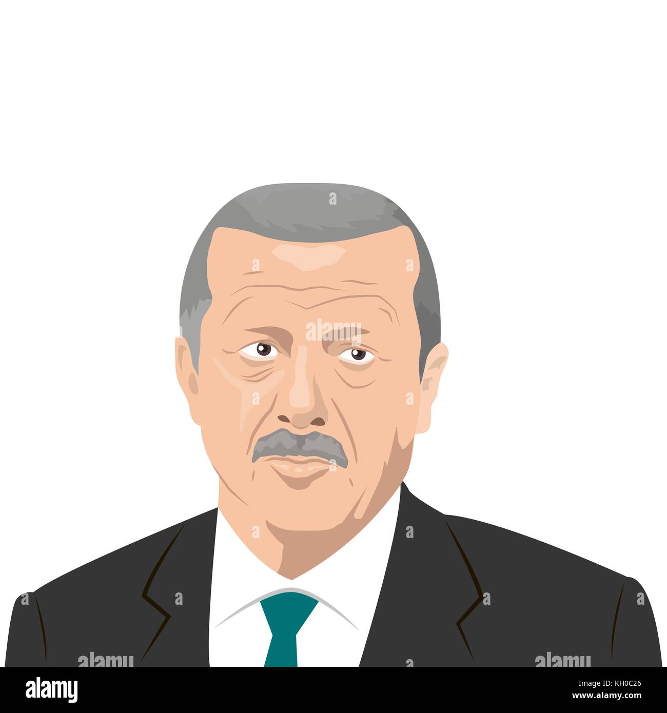 November 11, 2017 Redaktionelle Illustration von Recep Tayyip Erdogan Portrait - die Präsidenten der Türkei - auf weißem Hintergrund. Stock Vektor