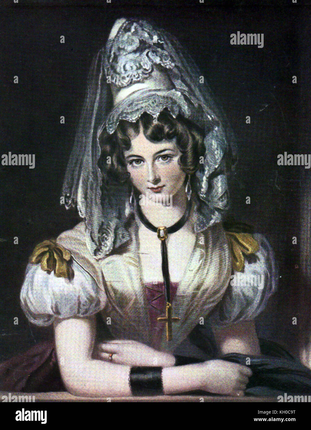 Ein farbiges Porträt der Lady Maria Theresia Lewis (aka Maria Theresa Villiers oder Maria Theresia Lister, der britische Schriftsteller und Biograph. Die Schwester des 4. Earl of Clarendon - Stockfoto