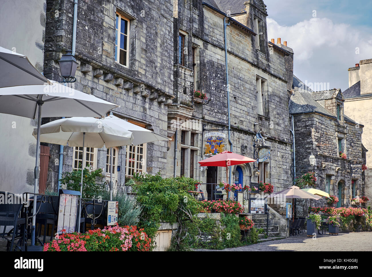 Die historischen, mittelalterlichen Dorf Rochefort en Terre im Morbihan Bretagne Frankreich und ein Petite Cité de Caractére bezeichnet. Stockfoto