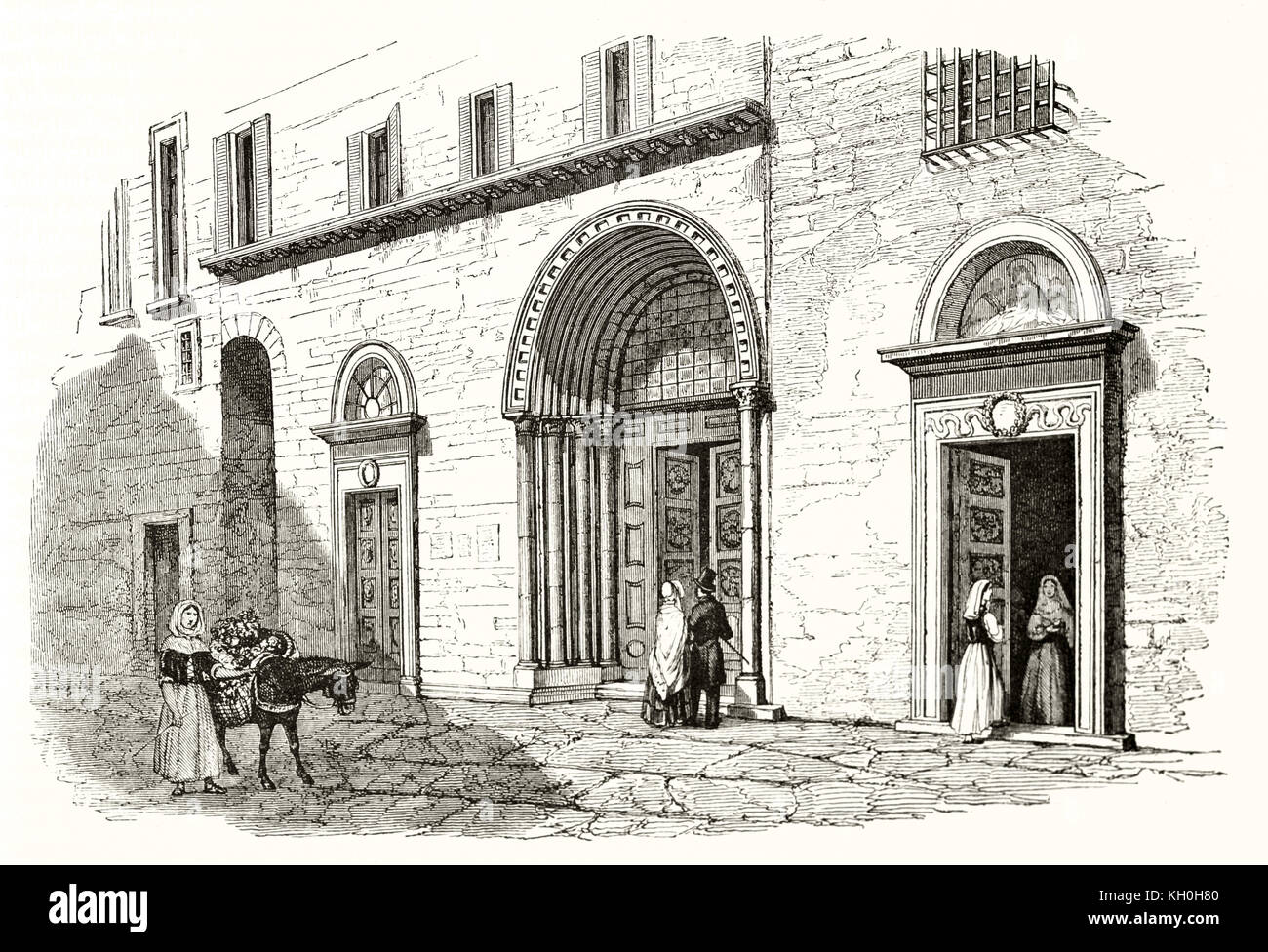 Alte Außenansicht des Collegio del Cambio, Perugia, Italien. Von Freeman, Publ. Auf Magasin Pittoresque, Paris, 1847 Stockfoto